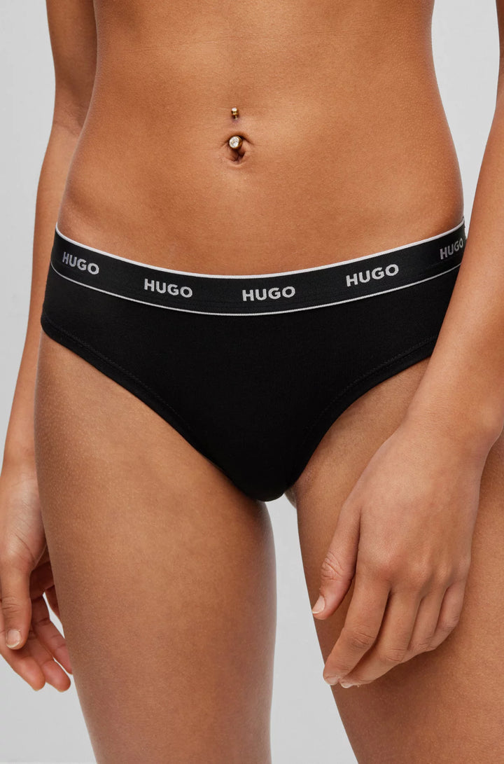 HUGO Three-pack of stretch-cotton briefs with logo waistbands