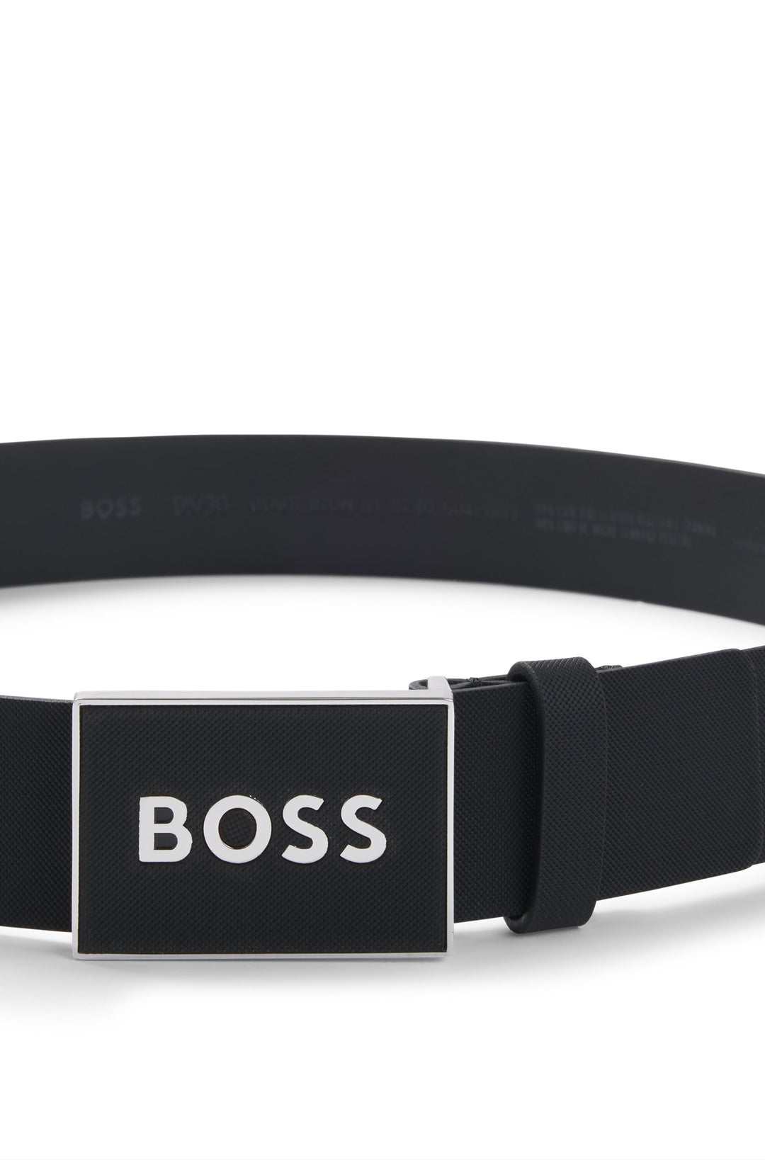Boss Italian-leather belt with textured plaque buckle