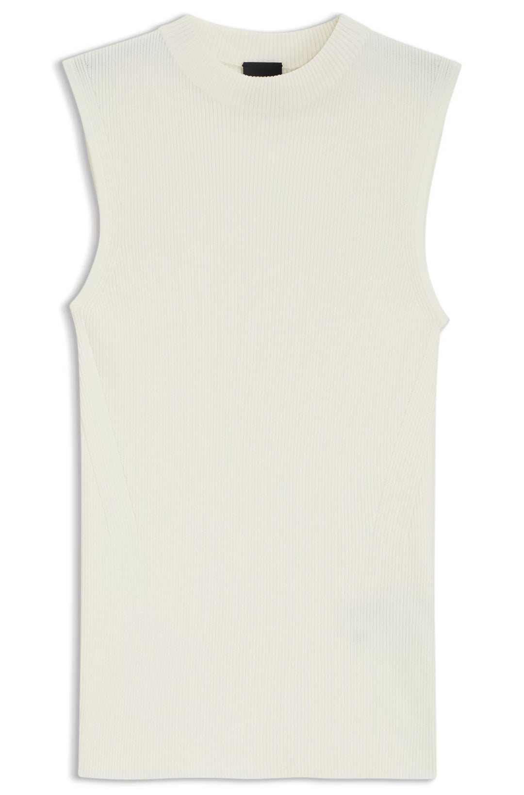 BOSS Sleeveless mock-neck top in ribbed fabric