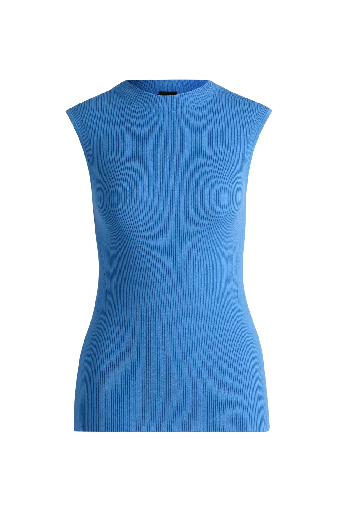 BOSS Sleeveless mock-neck top in ribbed fabric