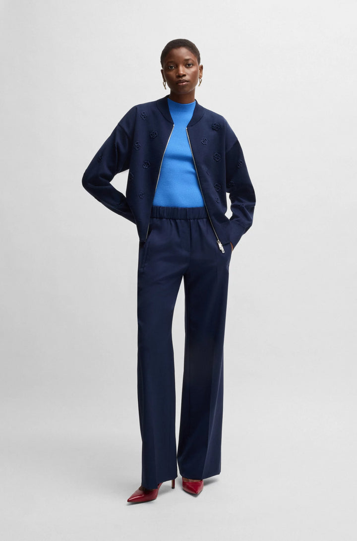 BOSS Sleeveless mock-neck top in ribbed fabric