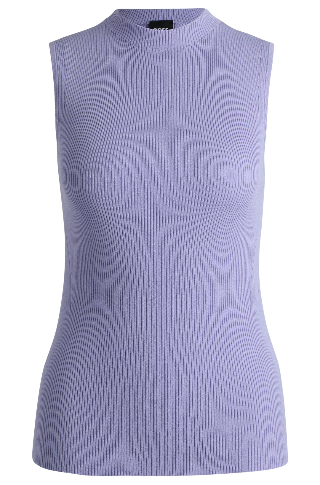 BOSS Sleeveless mock-neck top in ribbed fabric