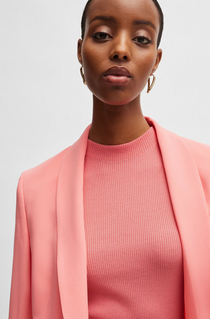 BOSS Sleeveless mock-neck top in ribbed fabric