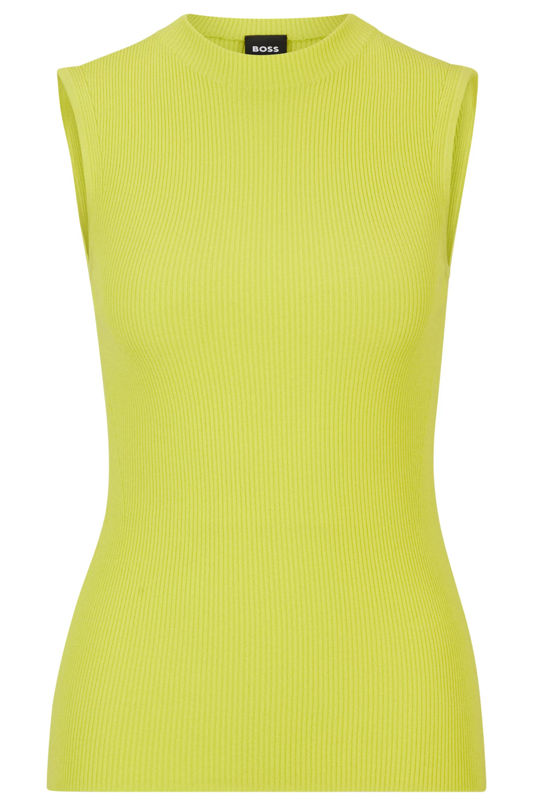 BOSS Sleeveless mock-neck top in ribbed fabric