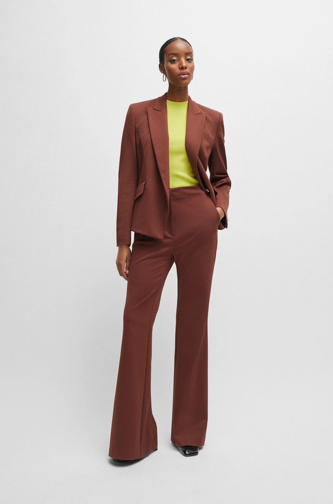 BOSS Sleeveless mock-neck top in ribbed fabric