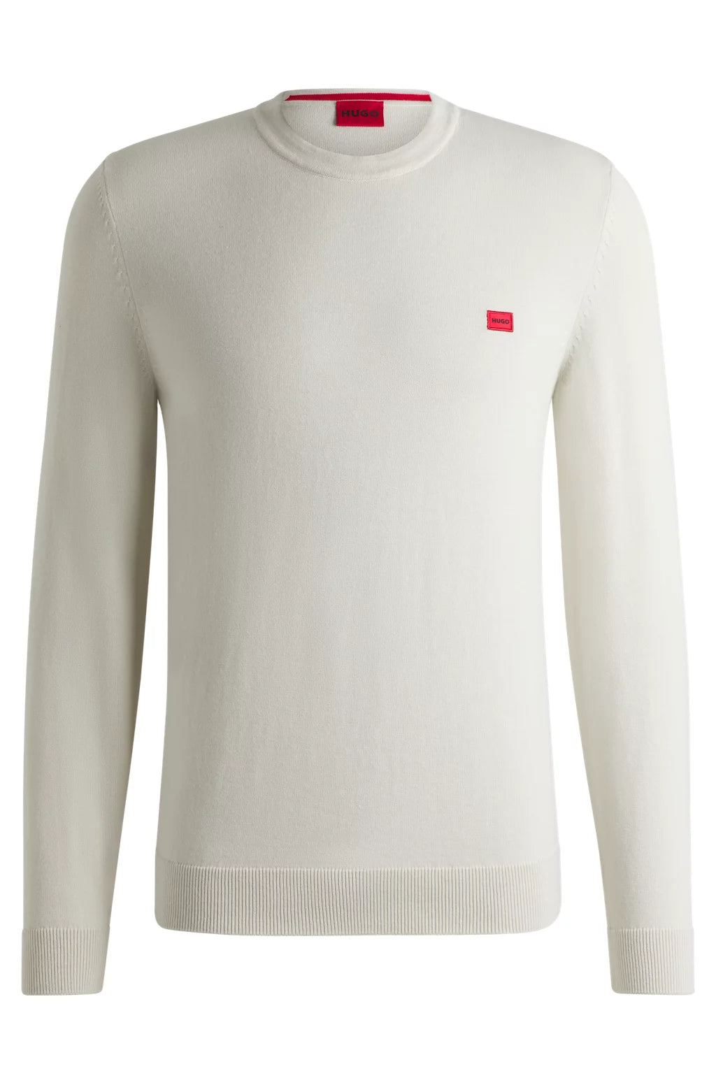 HUGO Knitted cotton sweater with red logo label