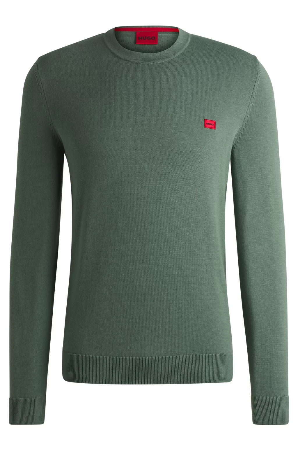 HUGO Knitted cotton sweater with red logo label