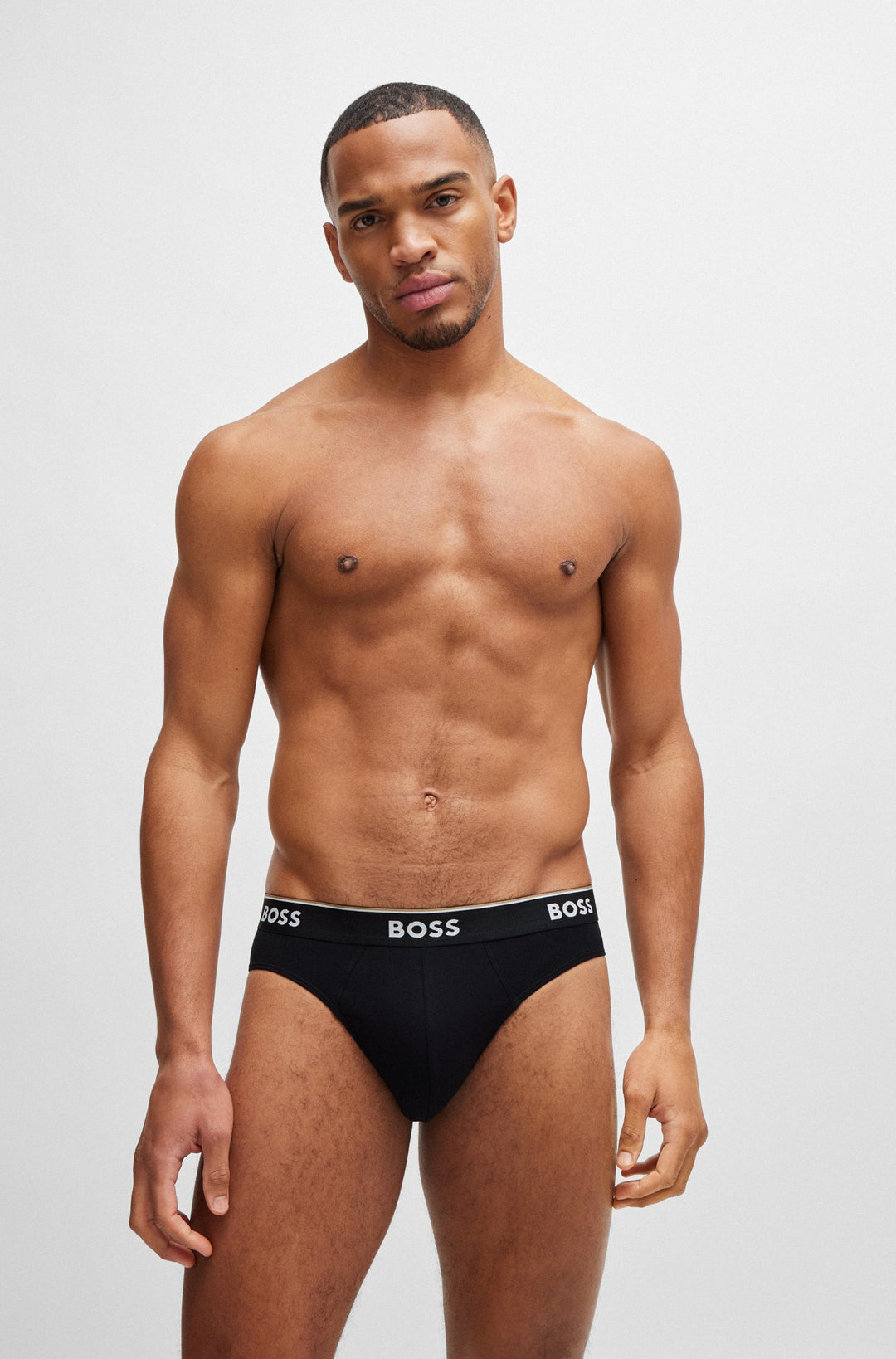 Boss Three-pack of stretch-cotton briefs with logo waistbands