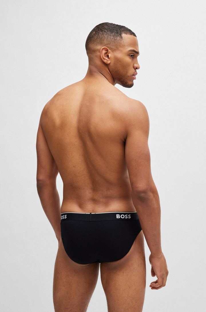 Boss Three-pack of stretch-cotton briefs with logo waistbands