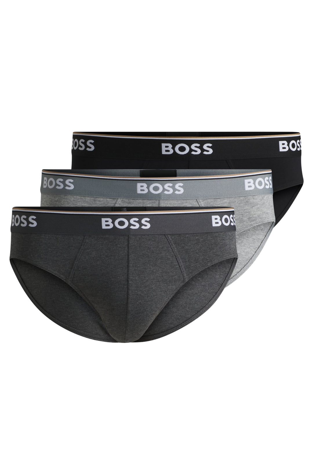Boss Three-pack of stretch-cotton briefs with logo waistbands