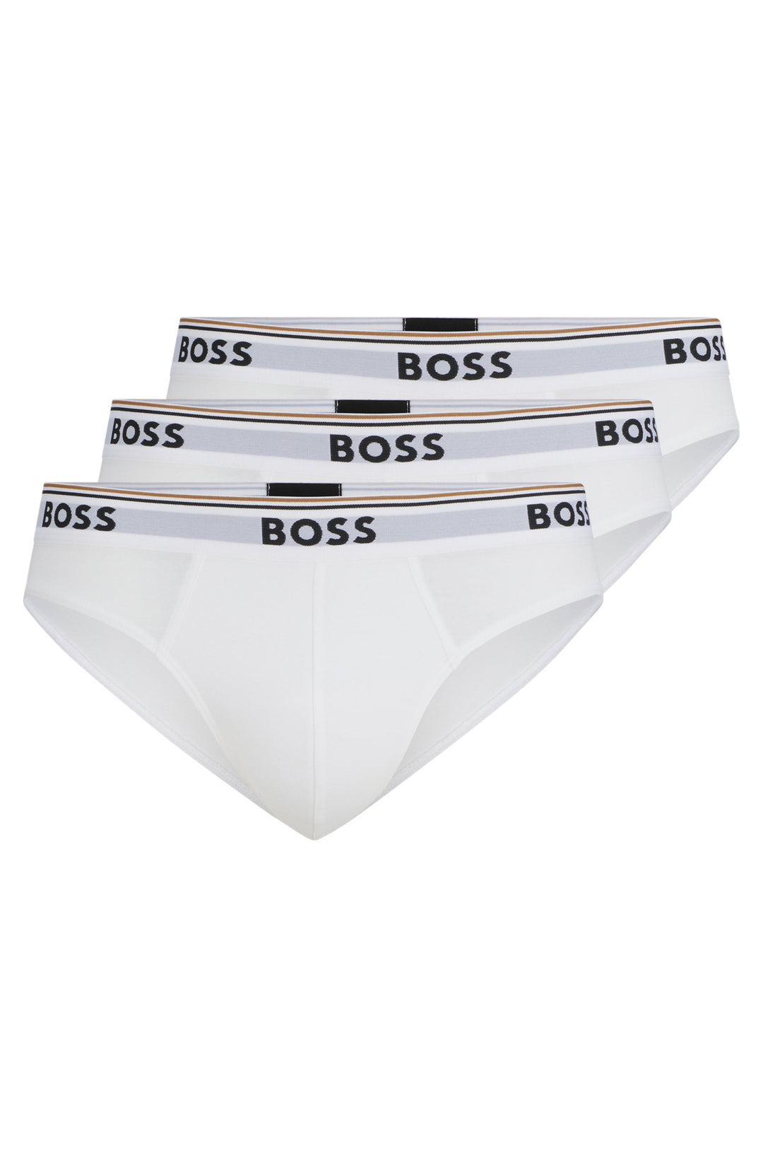 Boss Three-pack of stretch-cotton briefs with logo waistbands