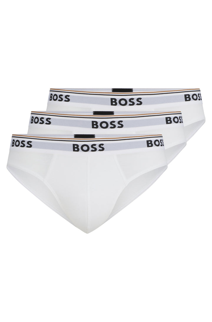 Boss Three-pack of stretch-cotton briefs with logo waistbands