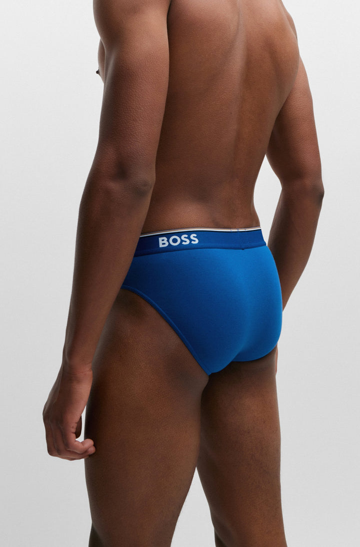 Boss Three-pack of stretch-cotton briefs with logo waistbands