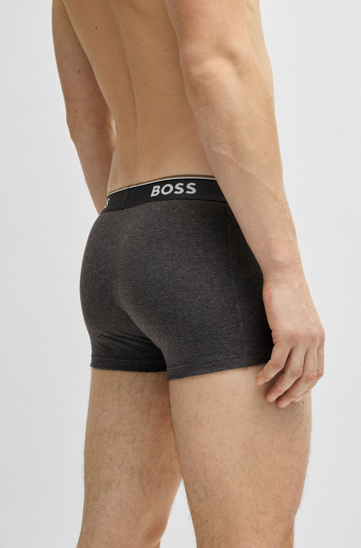 Boss Three-pack of stretch-cotton trunks with logo waistbands