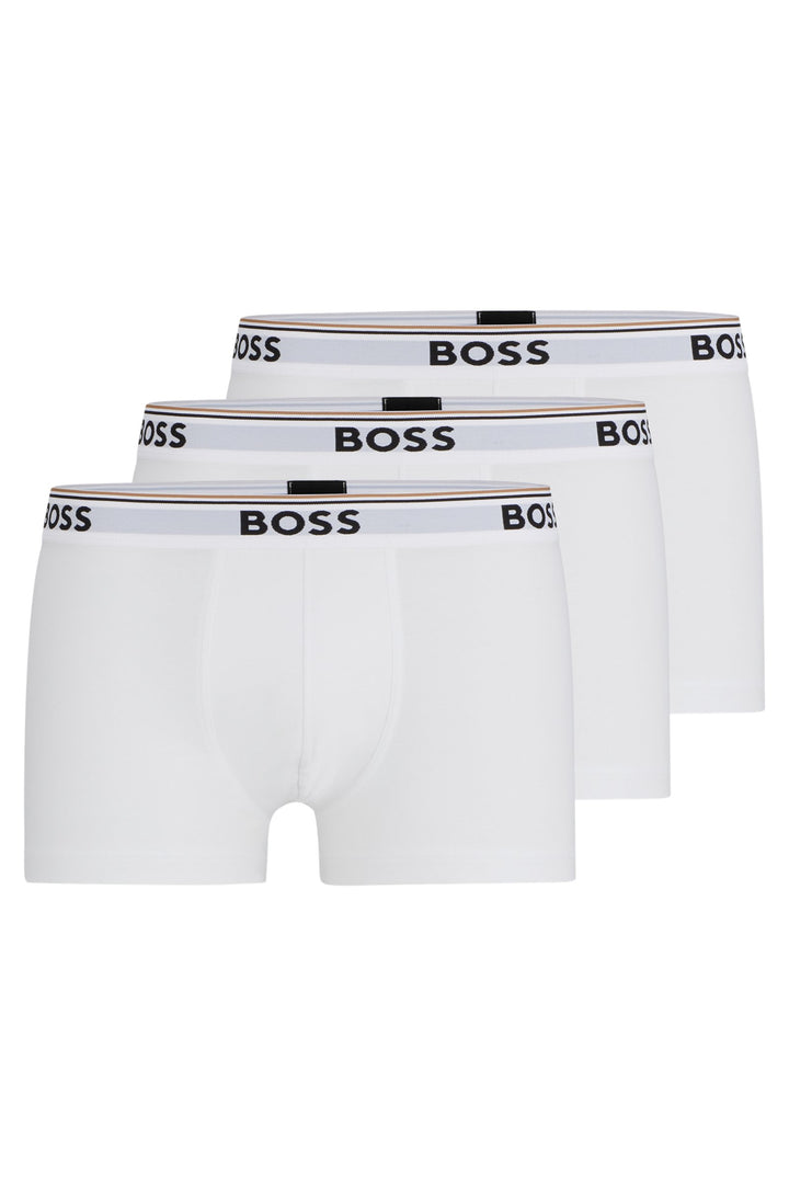 Boss Three-pack of stretch-cotton trunks with logo waistbands