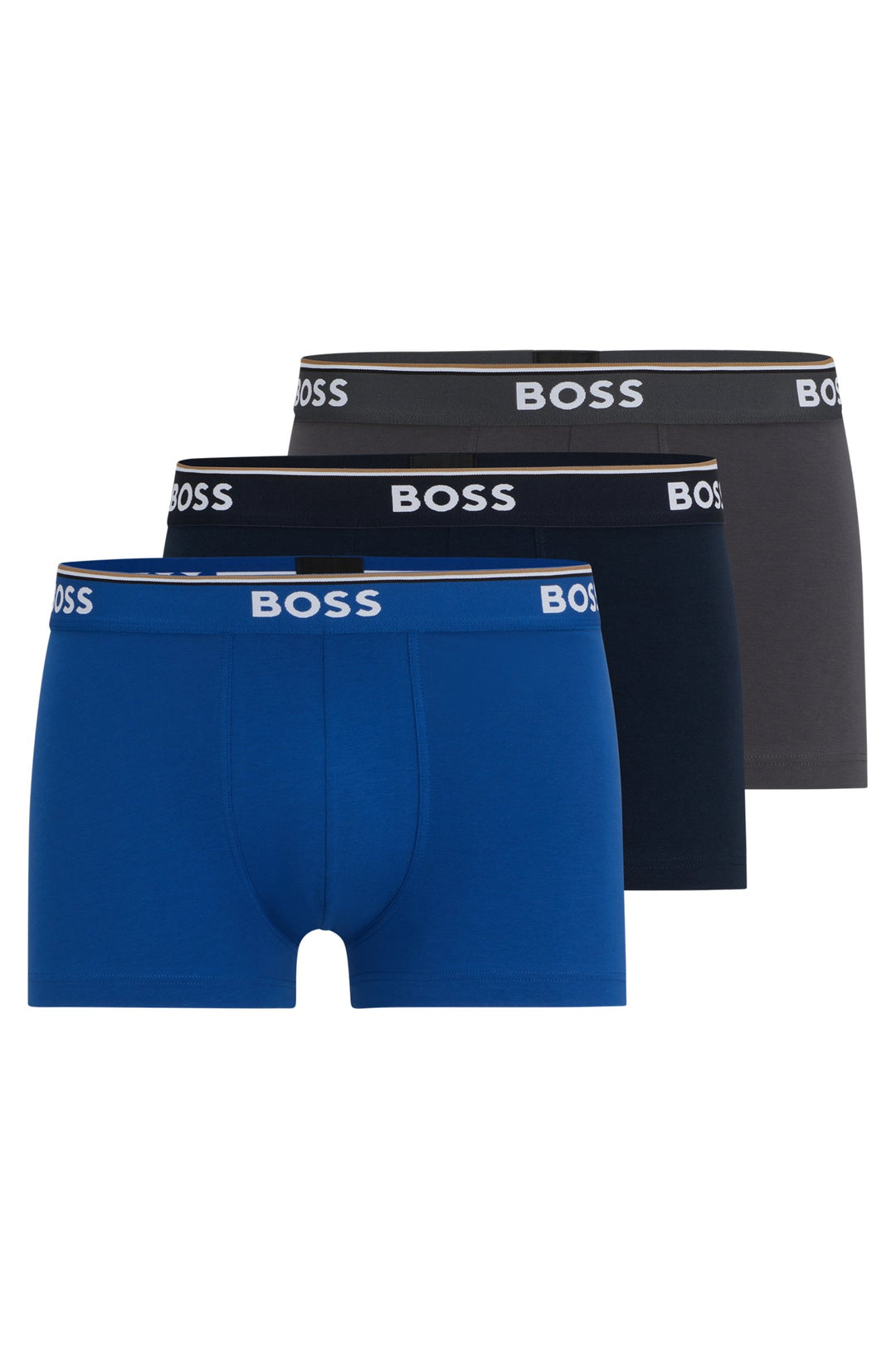 Boss Three-pack of stretch-cotton trunks with logo waistbands