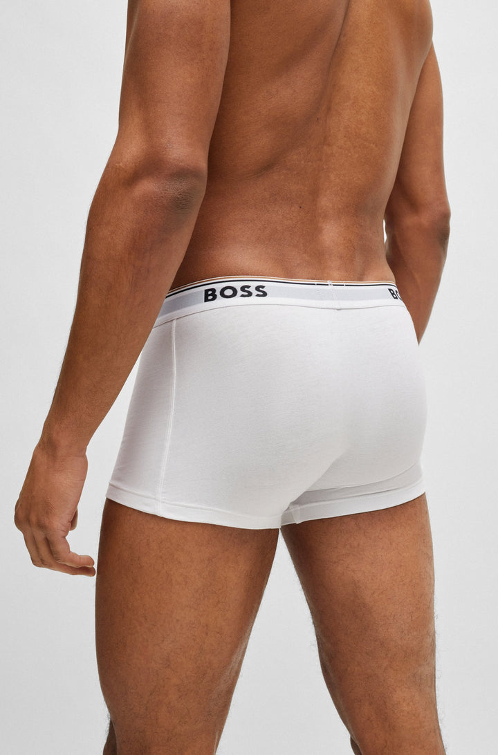 Boss Three-pack of stretch-cotton trunks with logo waistbands