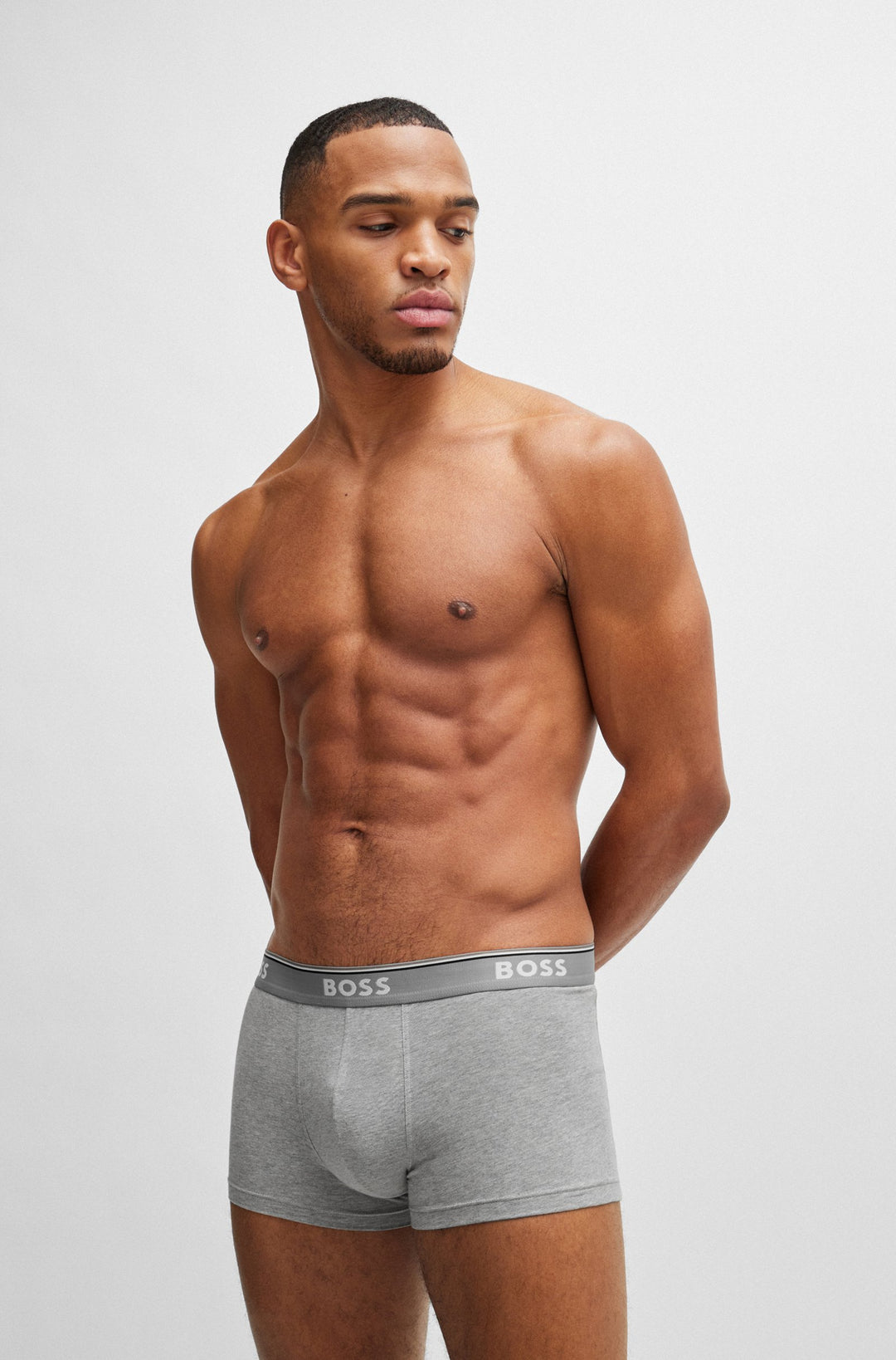 Boss Three-pack of stretch-cotton trunks with logo waistbands