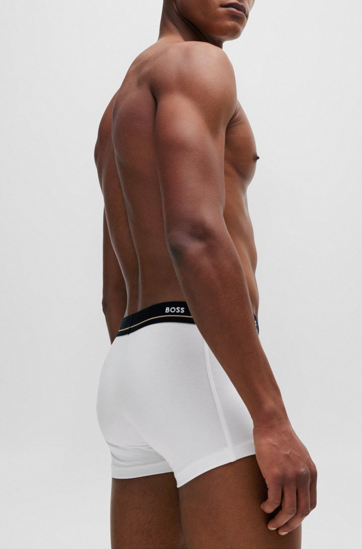 Boss Five-pack of stretch-cotton trunks with logo waistbands