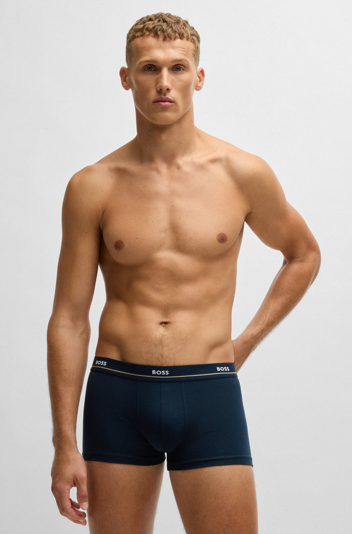 Boss Five-pack of stretch-cotton trunks with logo waistbands