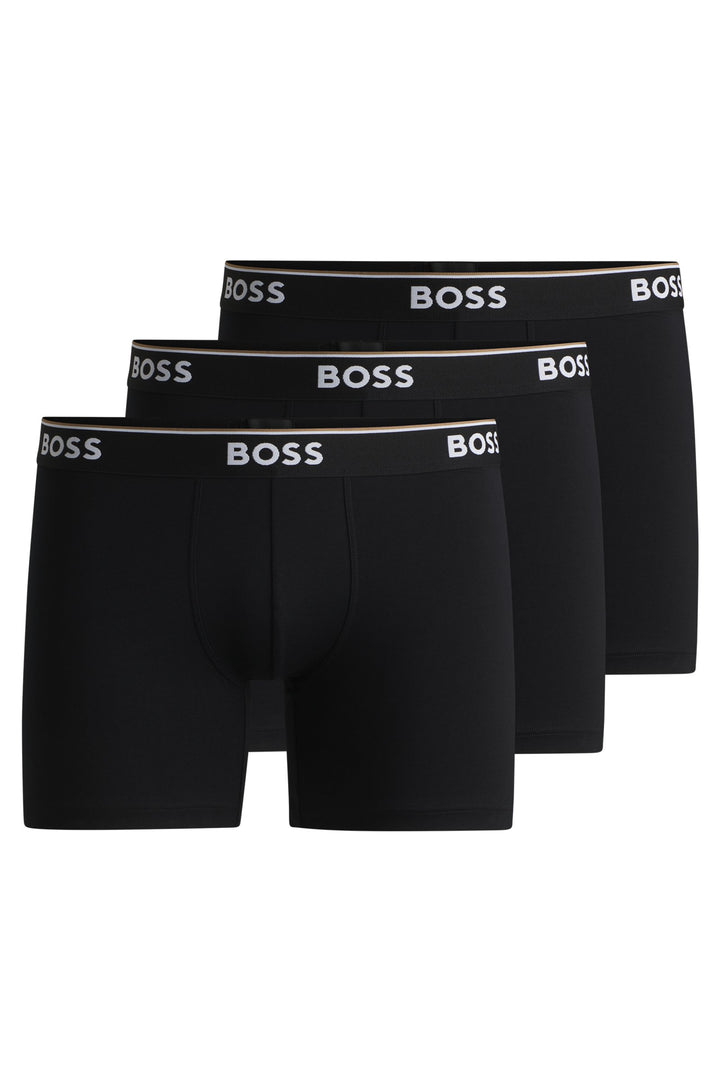 Boss Three-pack of stretch-cotton boxer briefs with logos