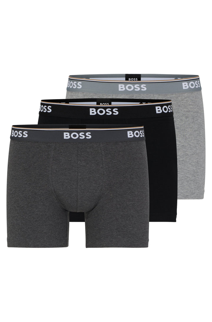 Boss Three-pack of stretch-cotton boxer briefs with logos