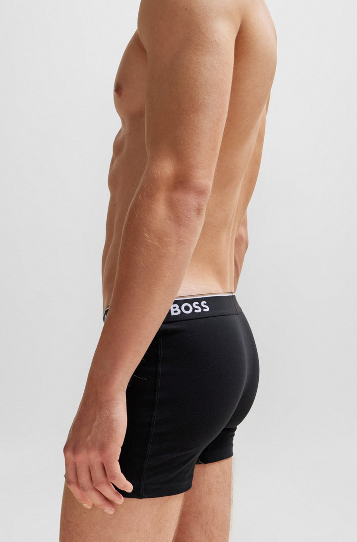 Boss Three-pack of stretch-cotton boxer briefs with logos