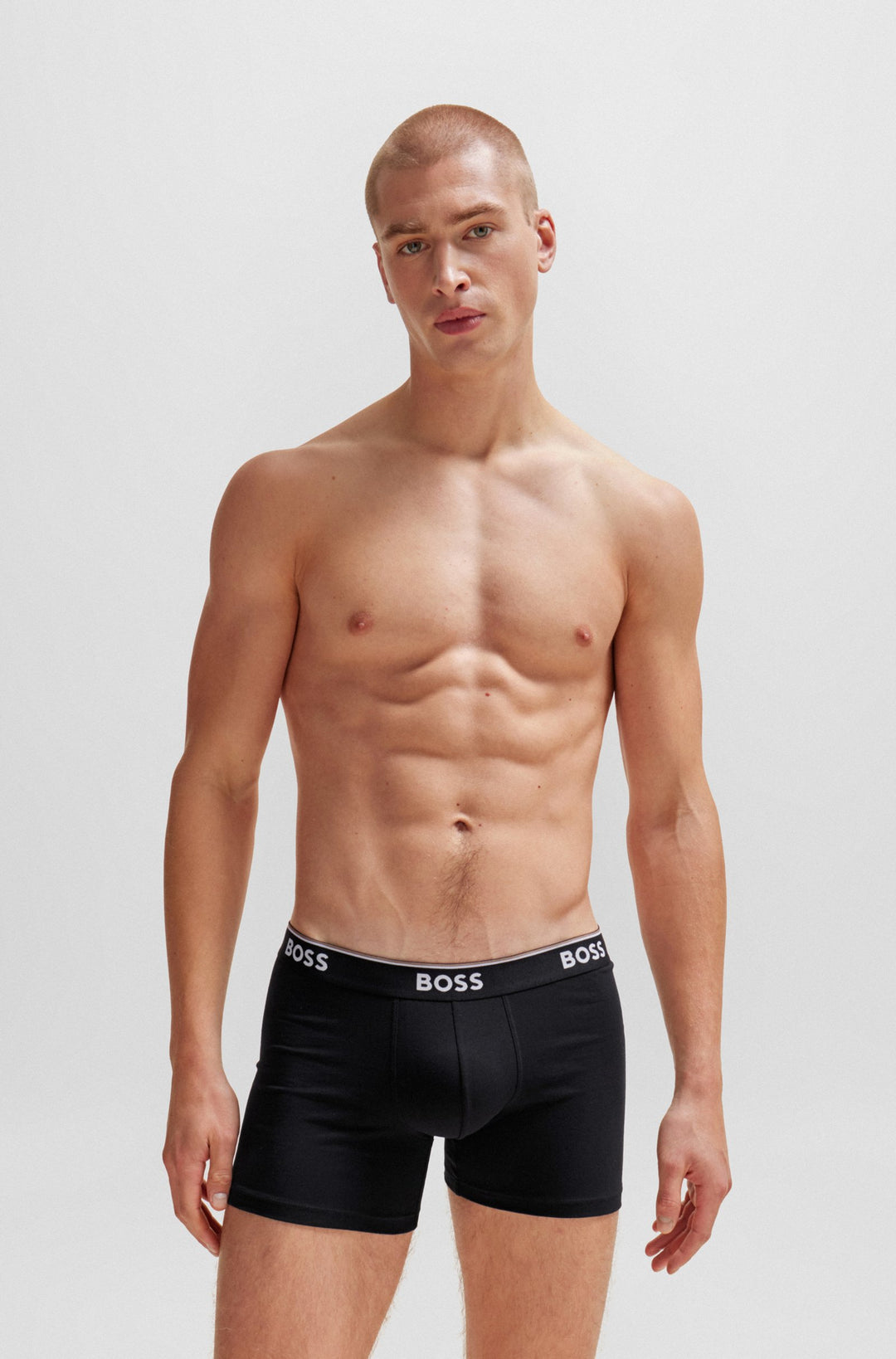 Boss Three-pack of stretch-cotton boxer briefs with logos