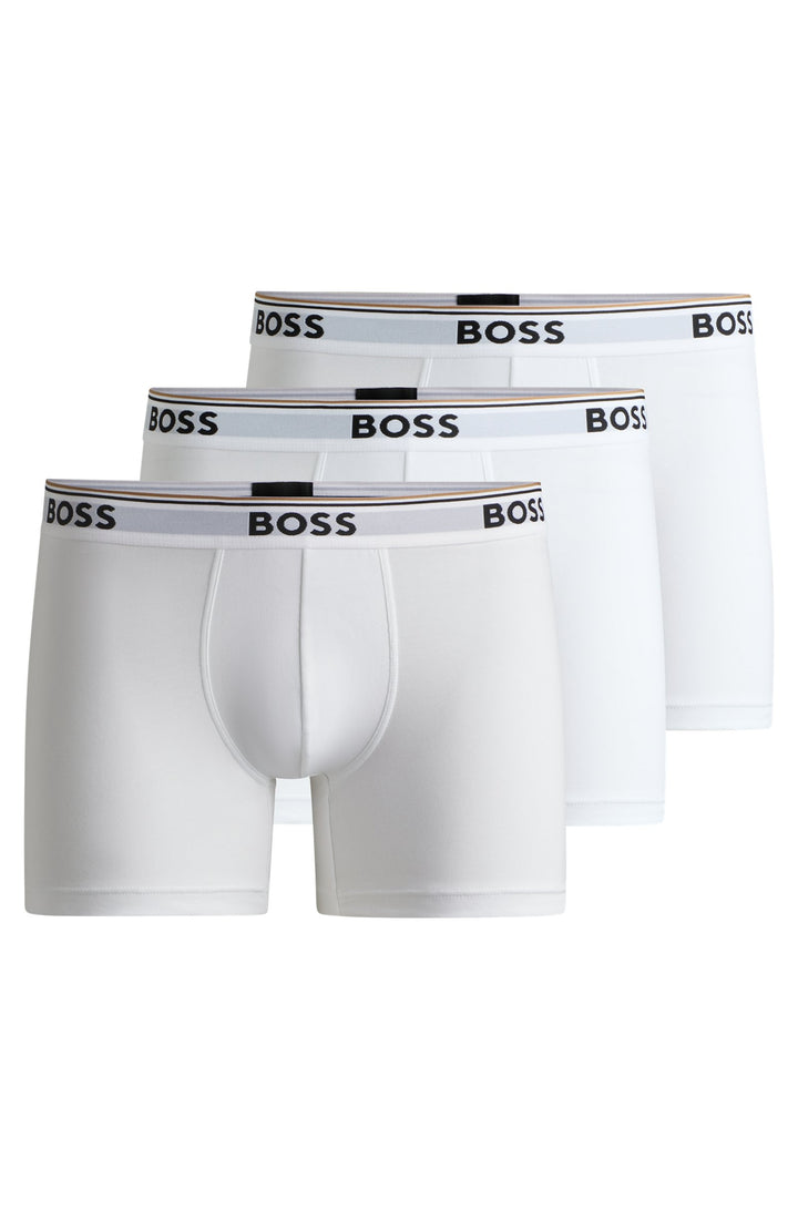 Boss Three-pack of stretch-cotton boxer briefs with logos