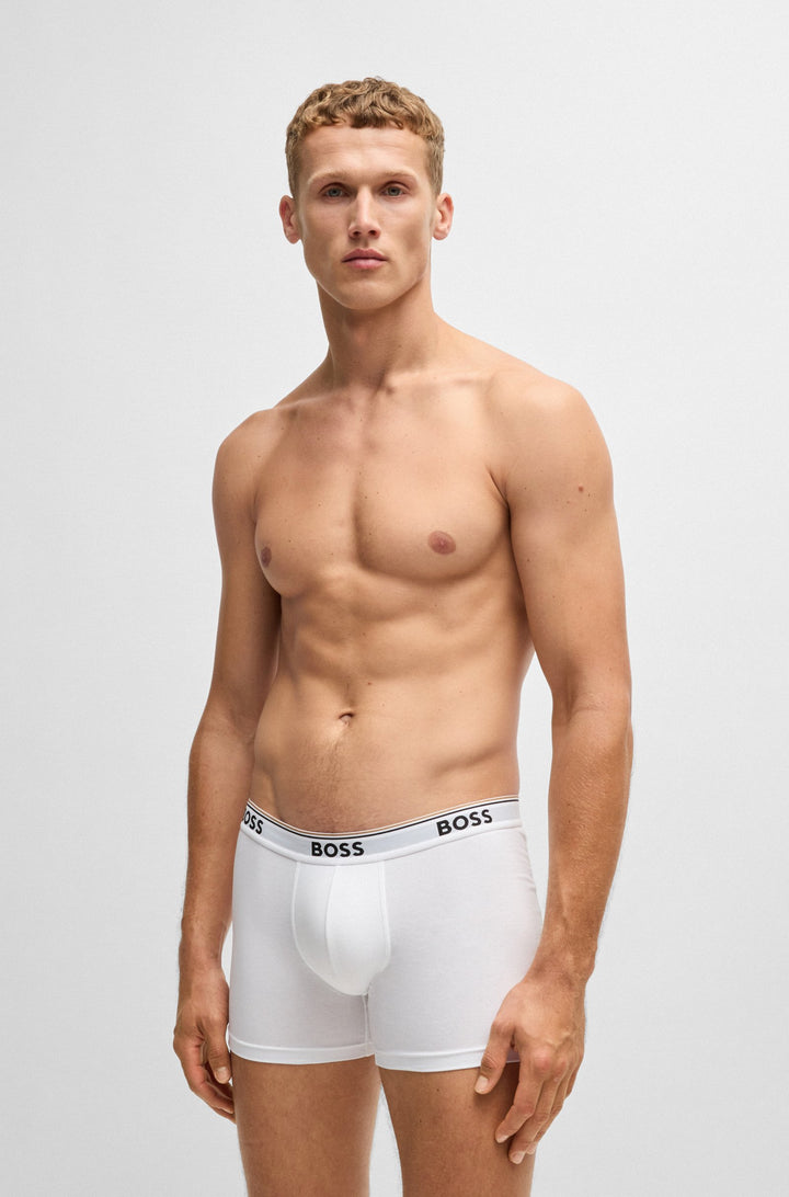 Boss Three-pack of stretch-cotton boxer briefs with logos