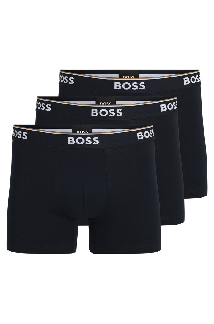 Boss Three-pack of stretch-cotton boxer briefs with logos