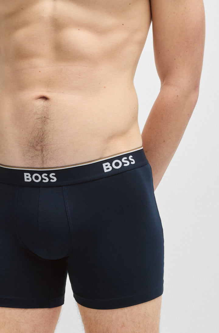 Boss Three-pack of stretch-cotton boxer briefs with logos