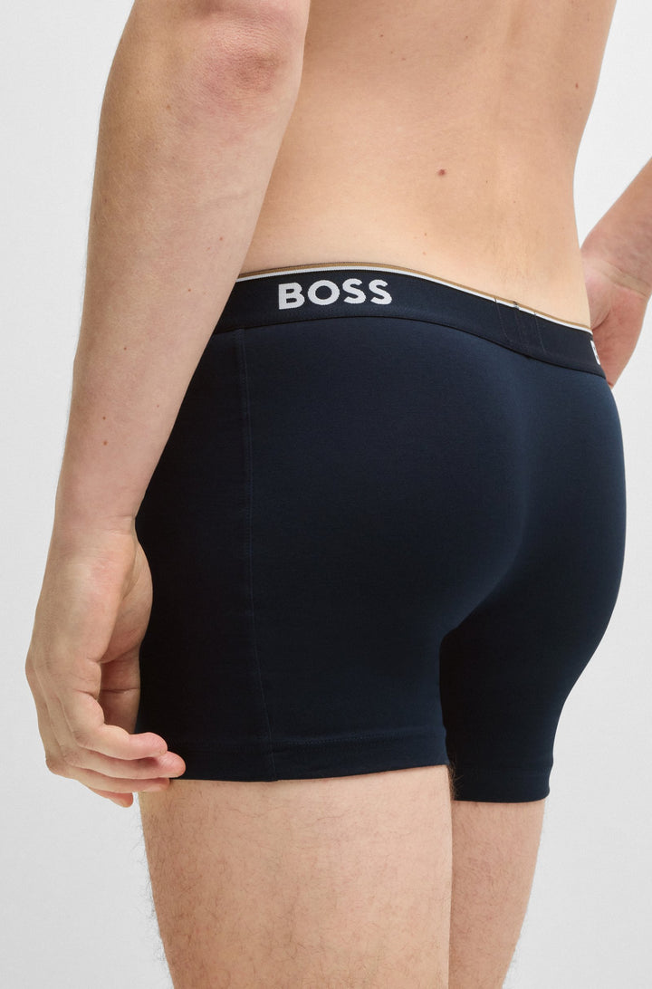 Boss Three-pack of stretch-cotton boxer briefs with logos