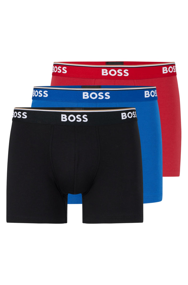 Boss Three-pack of stretch-cotton boxer briefs with logos
