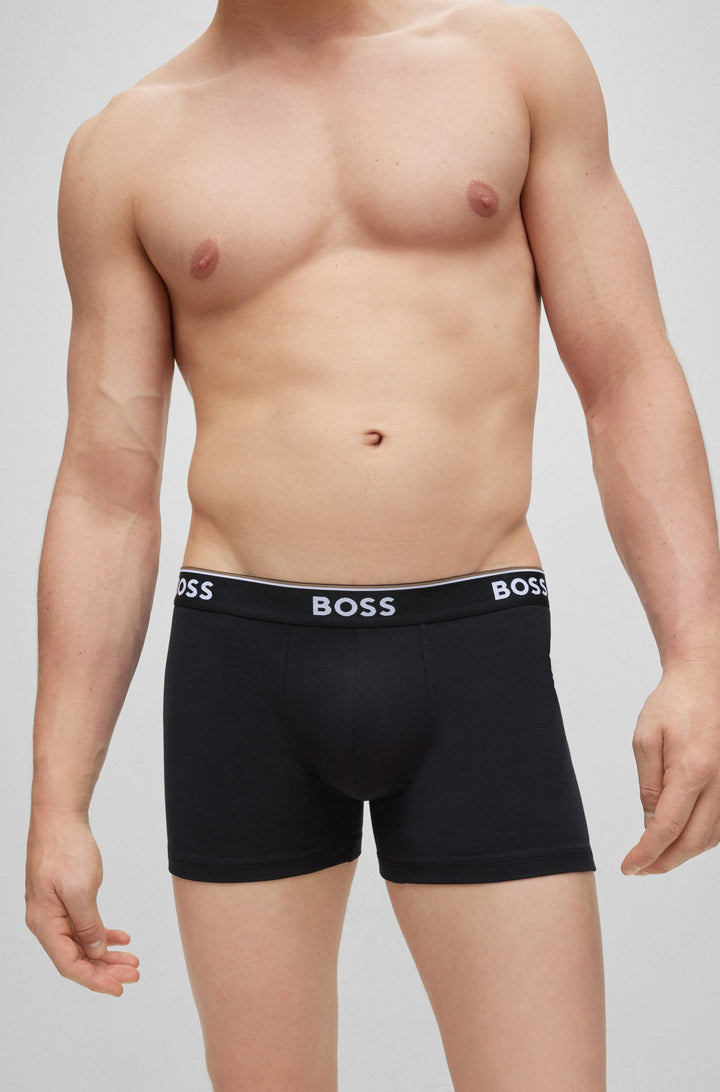 Boss Three-pack of stretch-cotton boxer briefs with logos