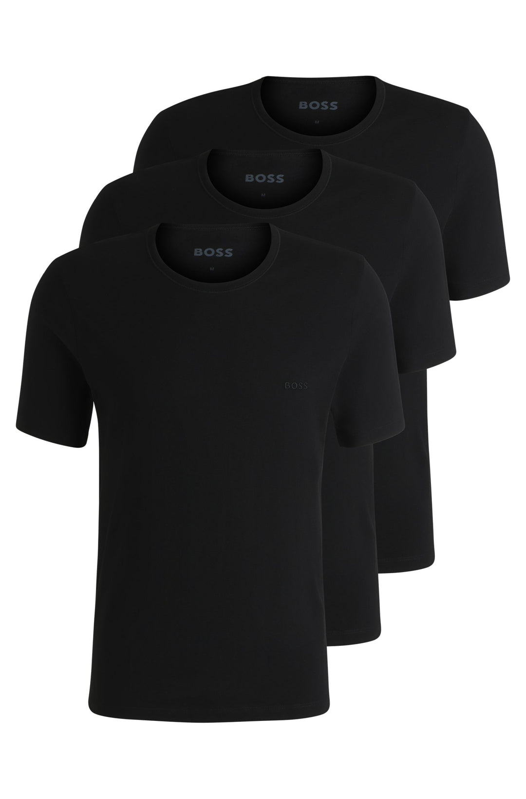 Boss Three-pack of logo-embroidered T-shirts in cotton