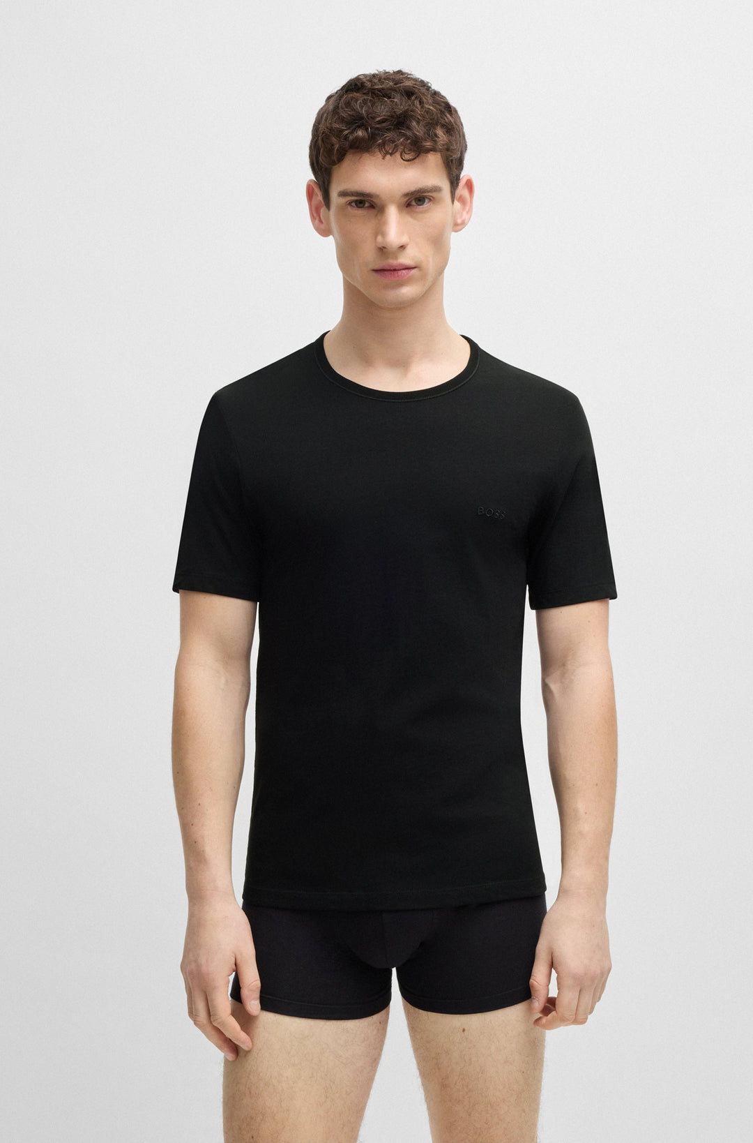 Boss Three-pack of logo-embroidered T-shirts in cotton