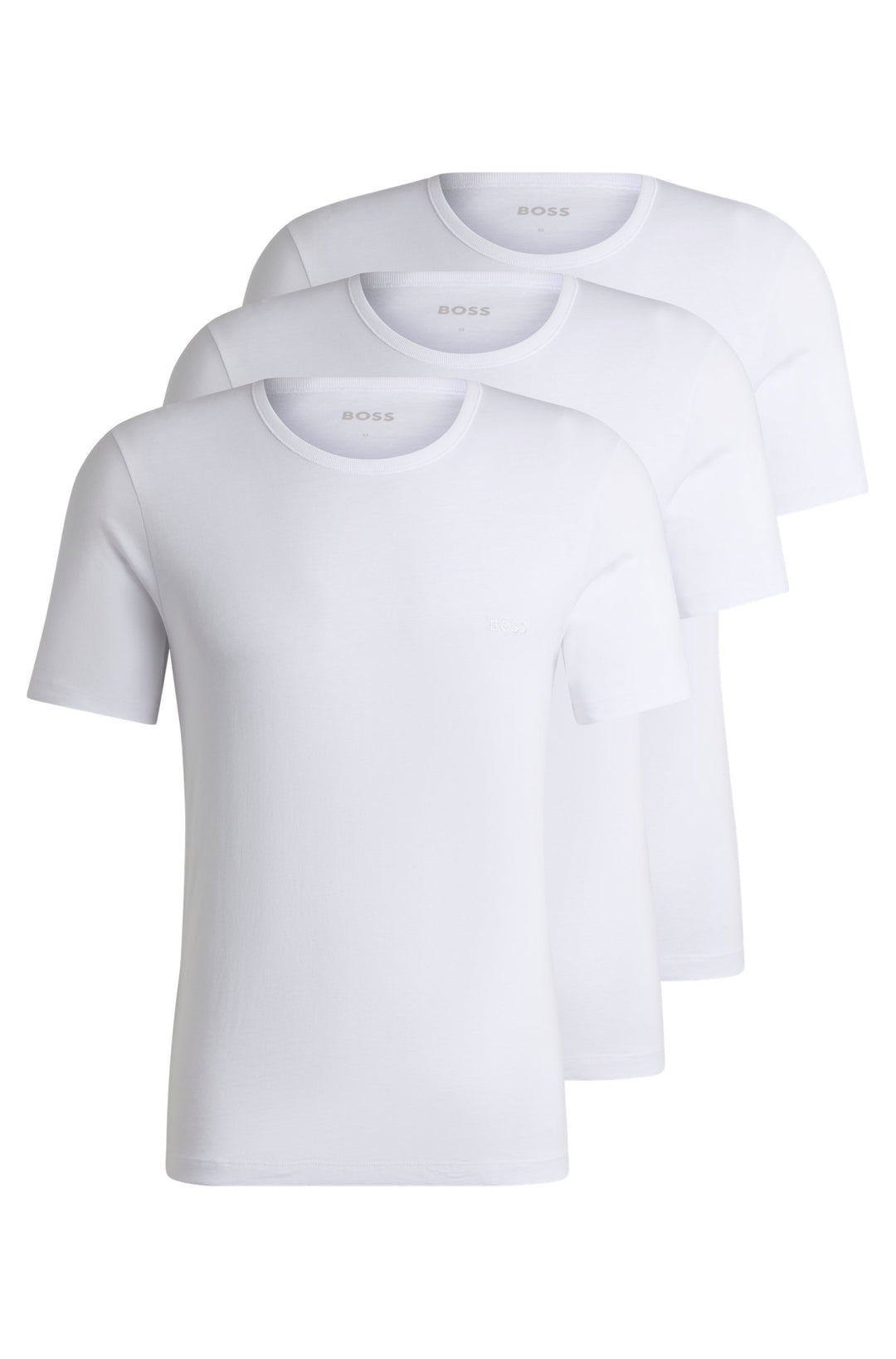 Boss Three-pack of logo-embroidered T-shirts in cotton