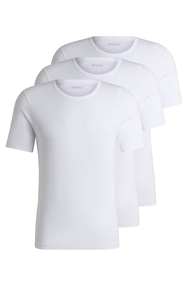 Boss Three-pack of logo-embroidered T-shirts in cotton