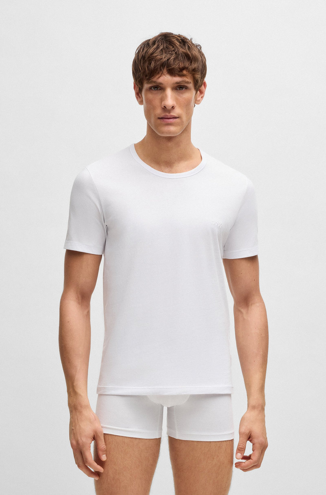 Boss Three-pack of logo-embroidered T-shirts in cotton