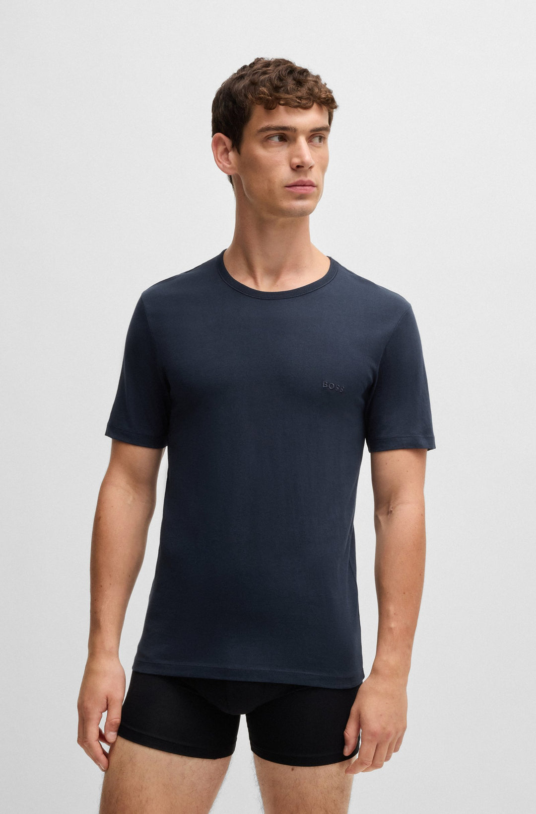 Boss Three-pack of logo-embroidered T-shirts in cotton