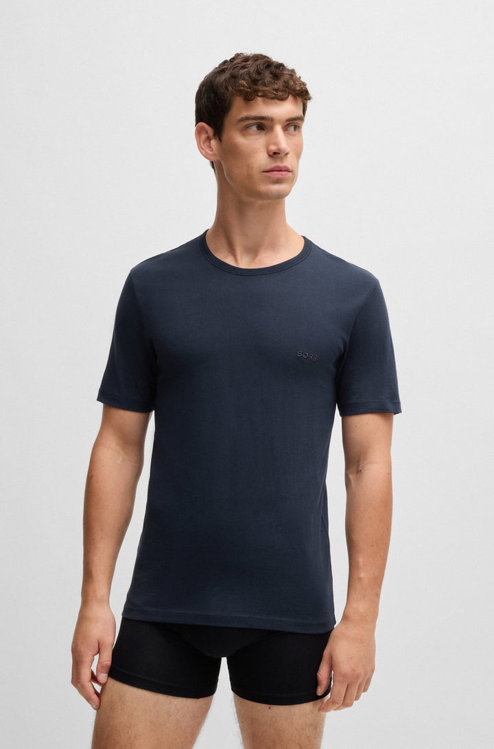 Boss Three-pack of logo-embroidered T-shirts in cotton