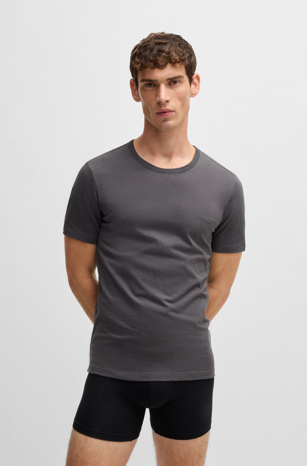 Boss Three-pack of logo-embroidered T-shirts in cotton