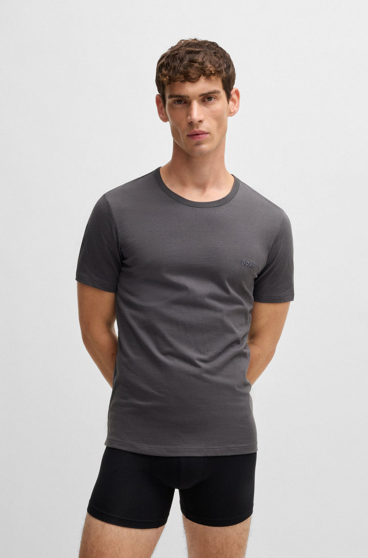 Boss Three-pack of logo-embroidered T-shirts in cotton