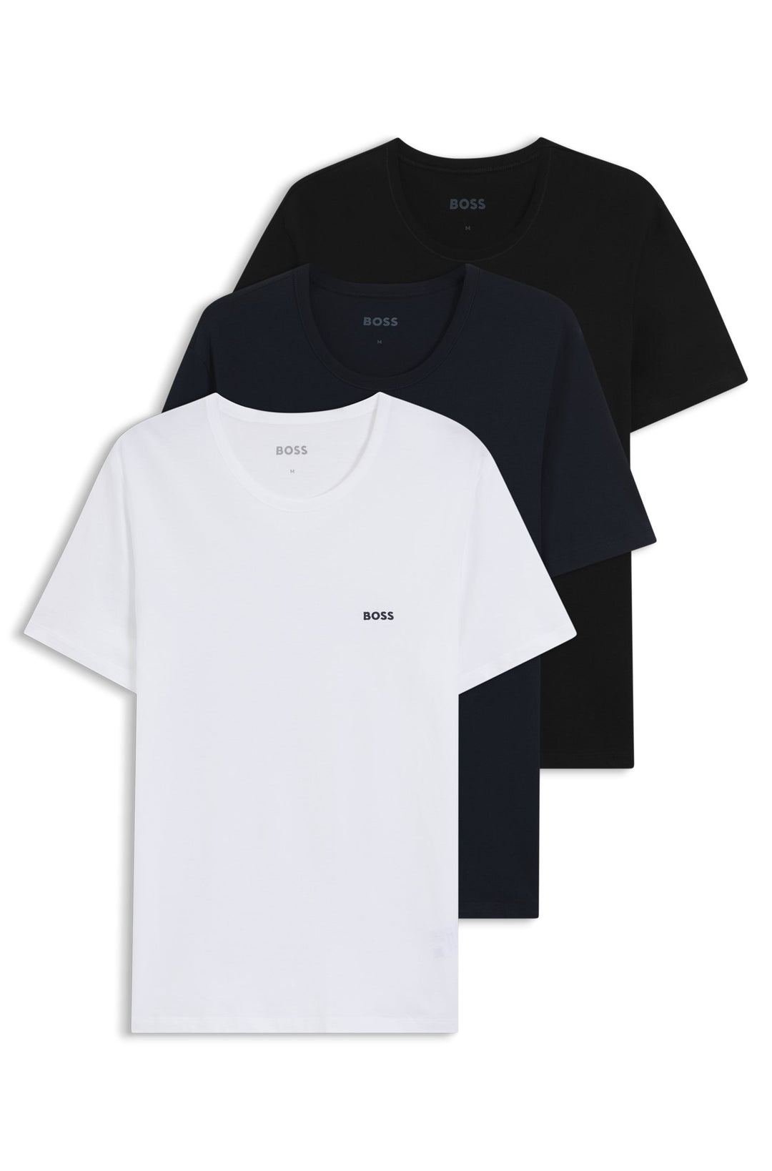Boss Three-pack of logo-embroidered T-shirts in cotton