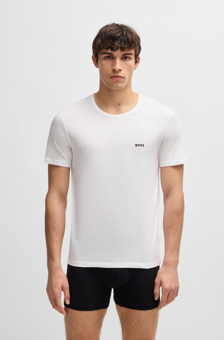 Boss Three-pack of logo-embroidered T-shirts in cotton