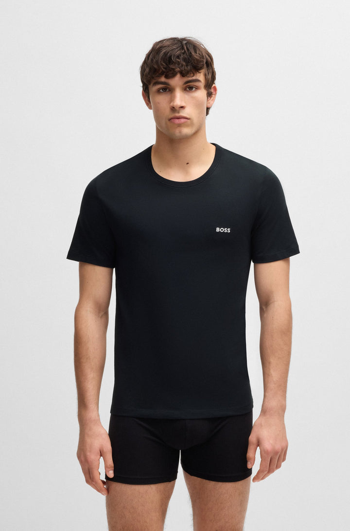 Boss Three-pack of logo-embroidered T-shirts in cotton