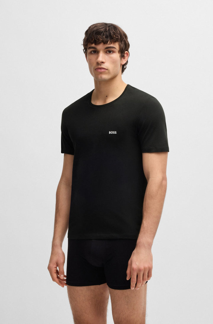 Boss Three-pack of logo-embroidered T-shirts in cotton