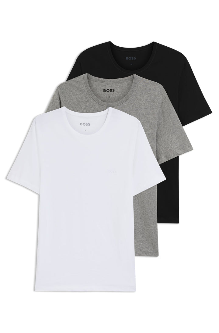 Boss Three-pack of logo-embroidered T-shirts in cotton