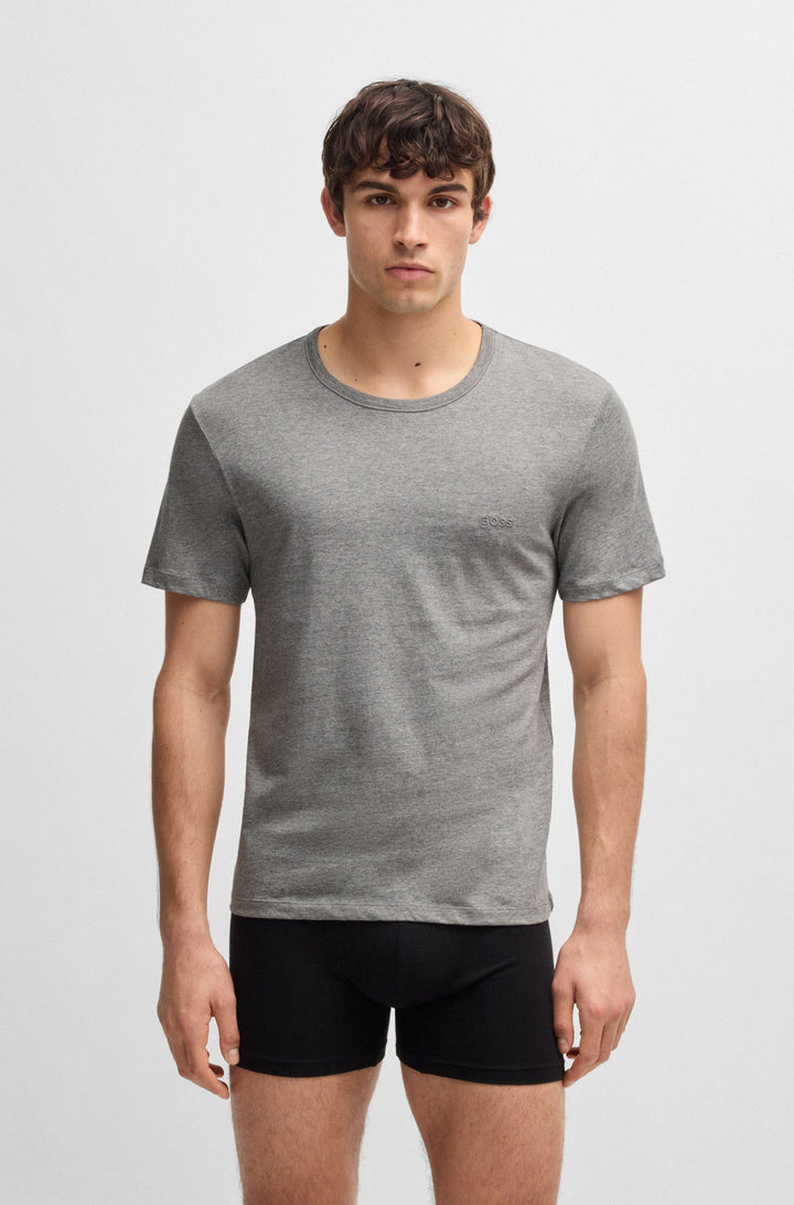 Boss Three-pack of logo-embroidered T-shirts in cotton